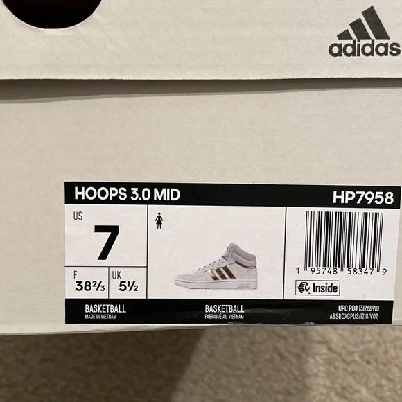 Adidas HOOPS 3.0 MID LIFESTYLE BASKETBALL CLASSIC SHOES women size 7 BNWB - Picture 8 of 8